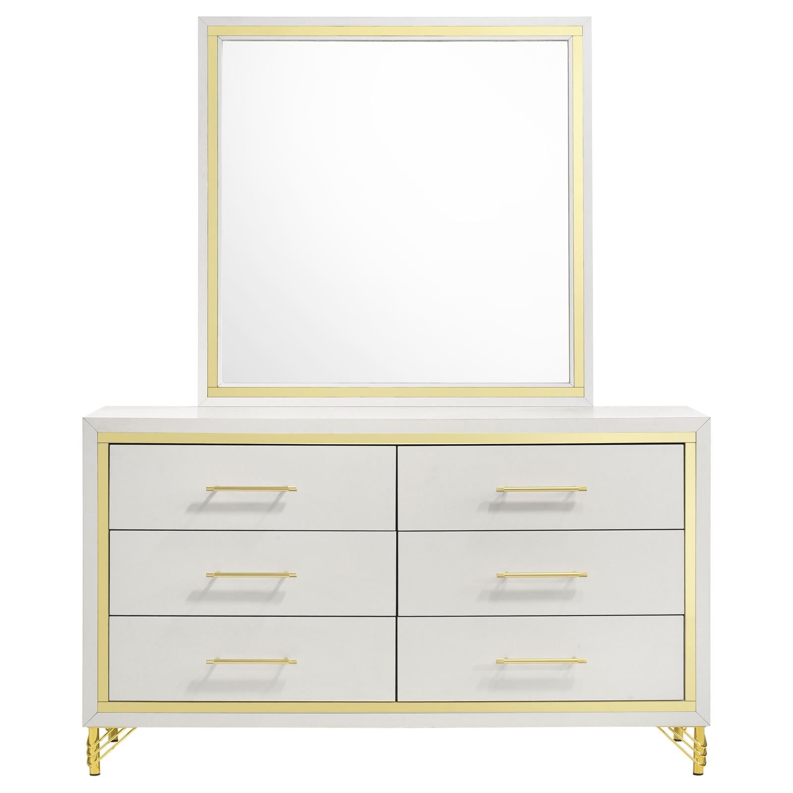 Lucia 6-drawer Bedroom Dresser with Mirror White - 224733M - Bien Home Furniture &amp; Electronics