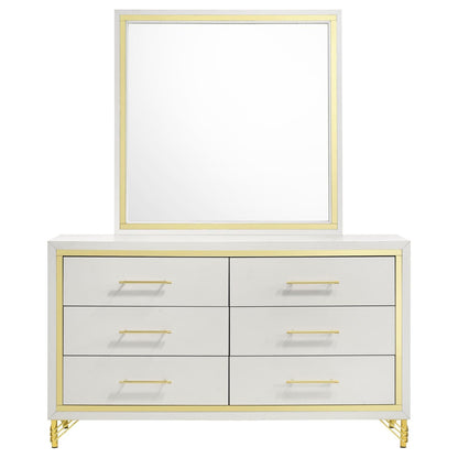 Lucia 6-drawer Bedroom Dresser with Mirror White - 224733M - Bien Home Furniture &amp; Electronics