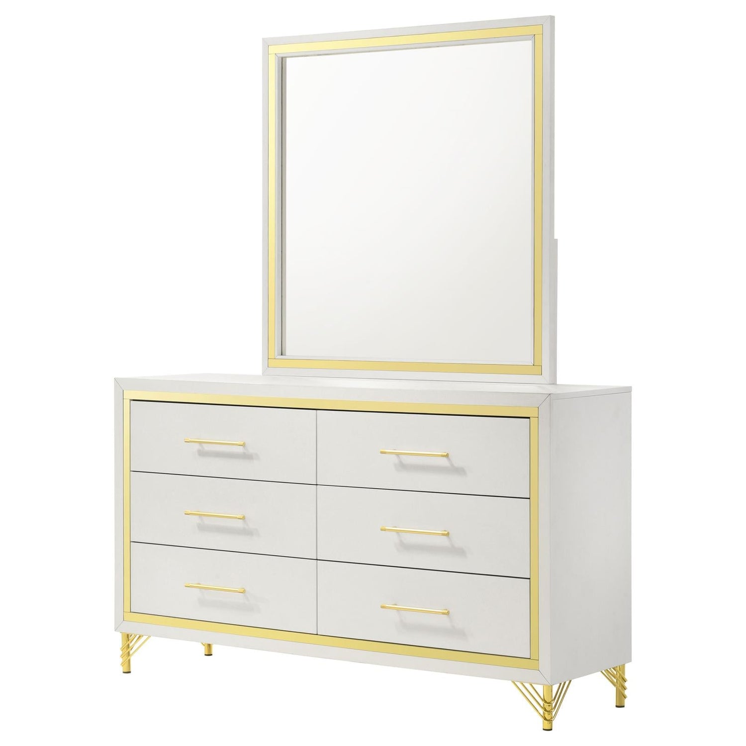 Lucia 6-drawer Bedroom Dresser with Mirror White - 224733M - Bien Home Furniture &amp; Electronics
