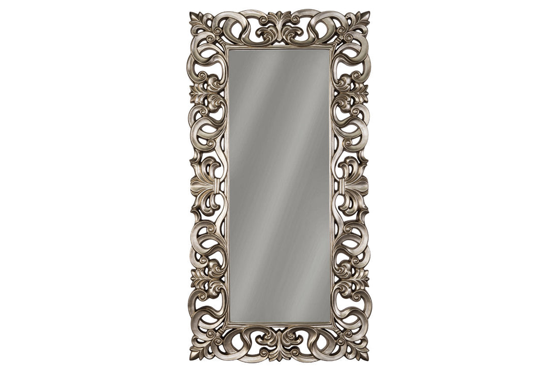 Lucia Antique Silver Finish Floor Mirror - A8010123 - Bien Home Furniture &amp; Electronics