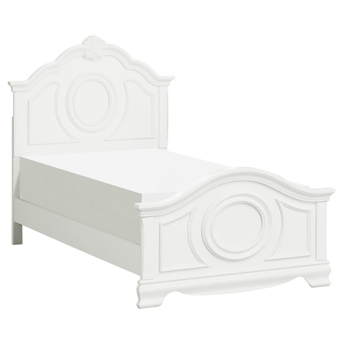 Lucida White Twin Panel Bed - SET | 2039TW-1 | 2039TW-2 | 2039TW-3 - Bien Home Furniture &amp; Electronics