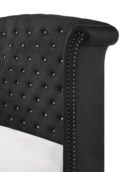 Lucinda Black King Upholstered Wingback Panel Bed - SET | B9265-K-HB | B9265-K-FBRL | B9265-KQ-WG | - Bien Home Furniture &amp; Electronics