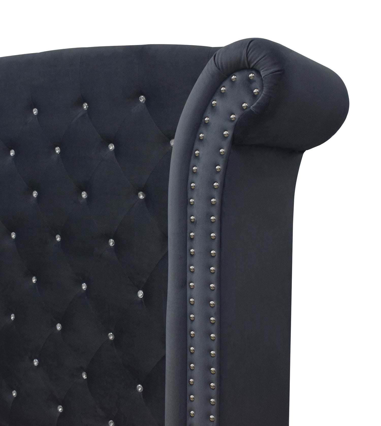 Lucinda Velvet Dark Gray Upholstered Panel Bedroom Set - SET | B9260-Q-HB | B9260-Q-FBRL | B9260-KQ-WG | B9260-2 | B9260-4 - Bien Home Furniture &amp; Electronics