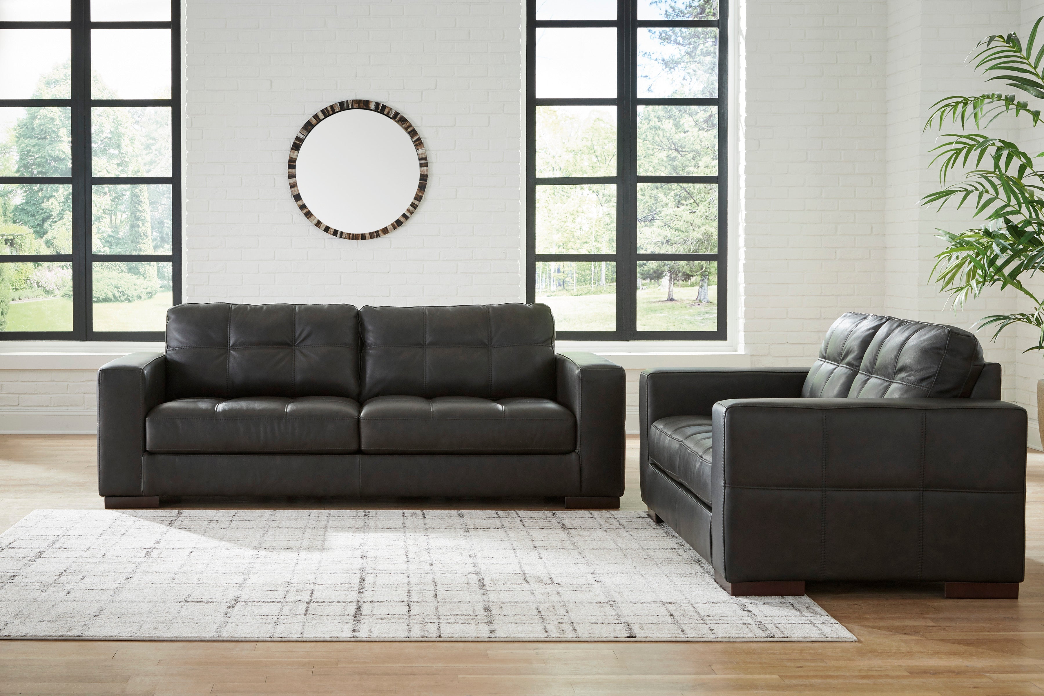 Luigi Thunder Leather Living Room Set - SET | 5650638 | 5650635 - Bien Home Furniture &amp; Electronics