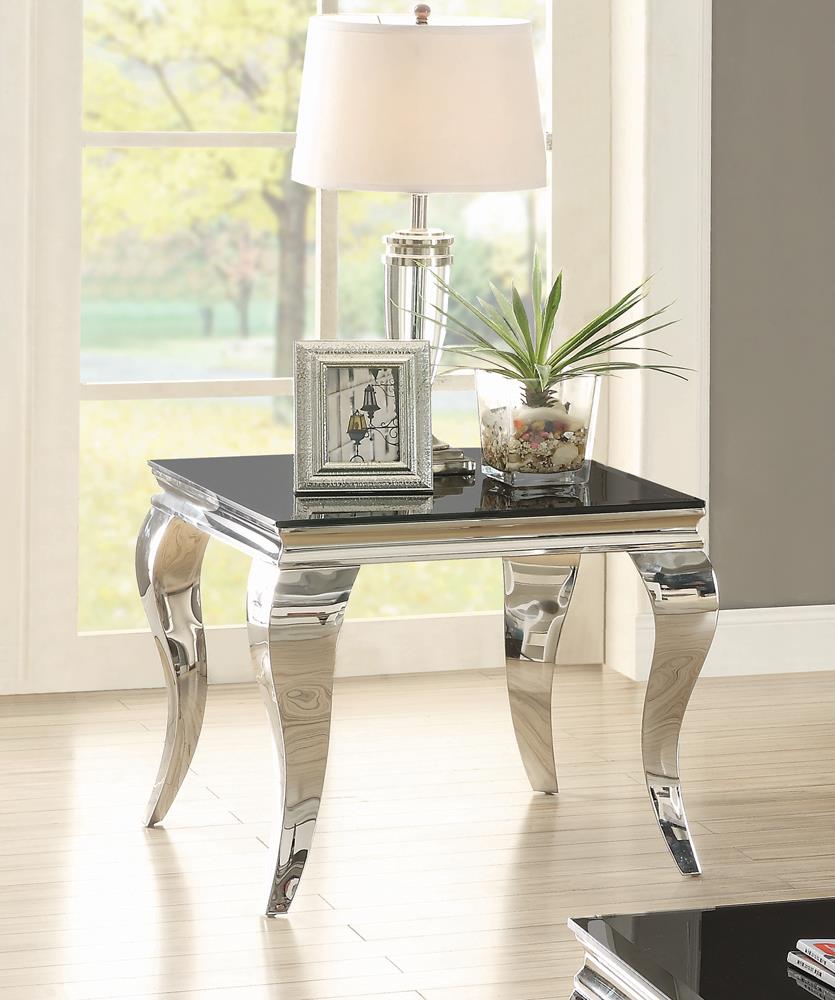 Luna Square End Table Chrome/Black - 705017 - Bien Home Furniture &amp; Electronics