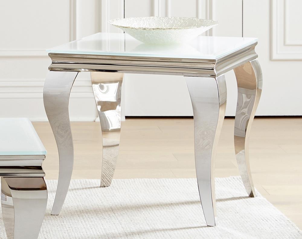 Luna Square End Table White/Chrome - 707767 - Bien Home Furniture &amp; Electronics