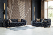 Lupino Black Velvet Living Room Set - LUPINOBLACK-SL - Bien Home Furniture & Electronics