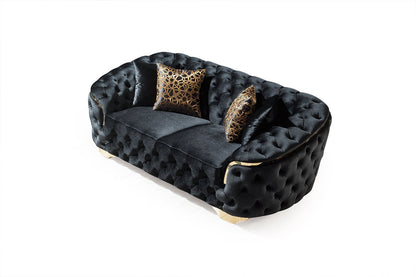 Lupino Black Velvet Living Room Set - LUPINOBLACK-SL - Bien Home Furniture &amp; Electronics