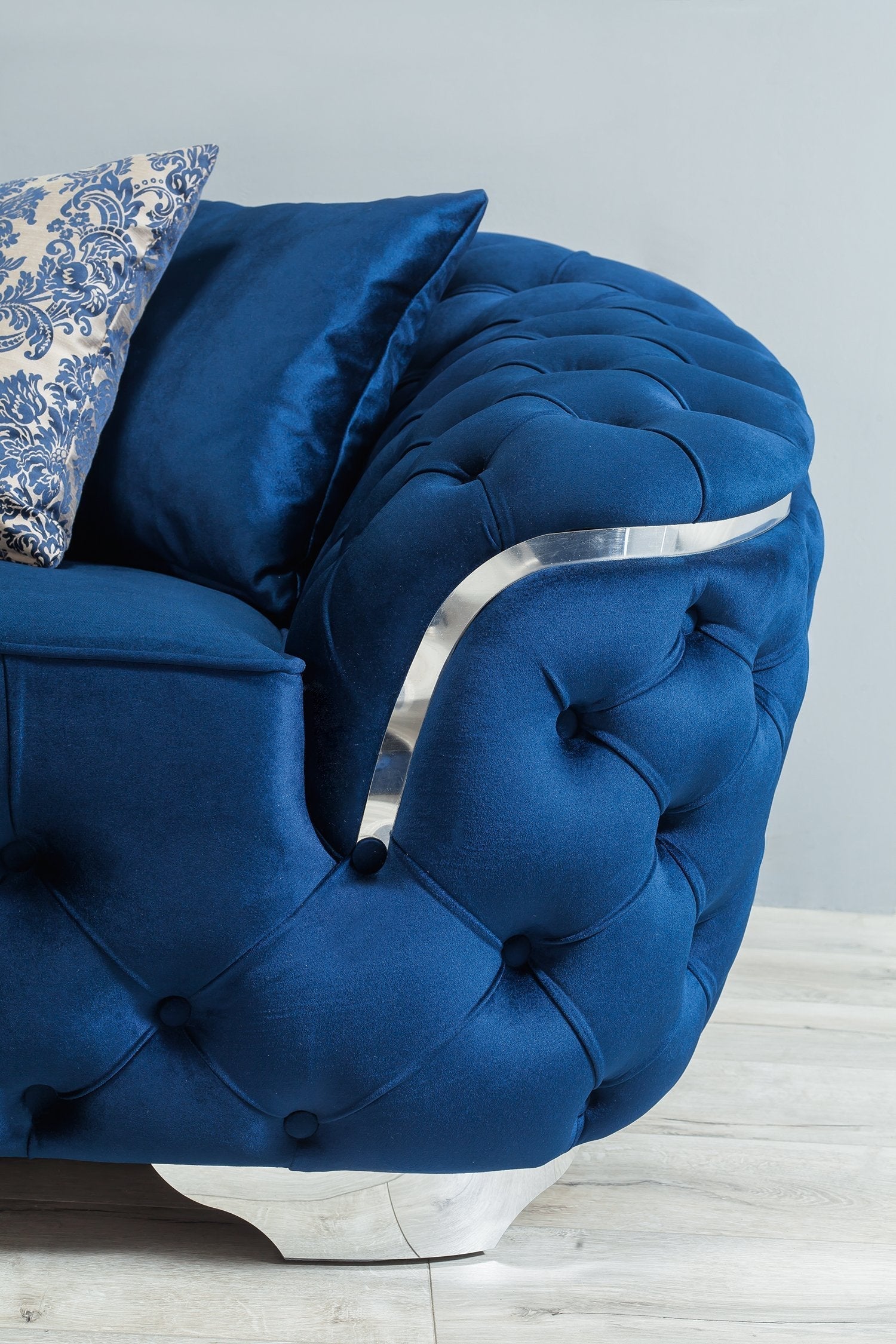 Lupino Blue Velvet Living Room Set - LUPINOBLUE-SL - Bien Home Furniture &amp; Electronics