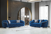 Lupino Blue Velvet Living Room Set - LUPINOBLUE-SL - Bien Home Furniture & Electronics