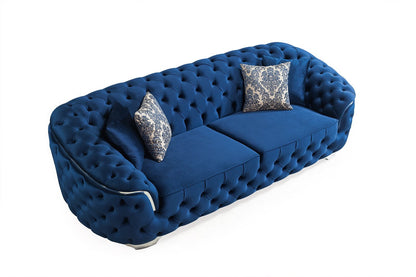 Lupino Blue Velvet Living Room Set - LUPINOBLUE-SL - Bien Home Furniture &amp; Electronics