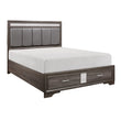 Luster Gray Queen Upholstered Storage Platform Bed - SET | 1505-1 | 1505-3 | 1505-DW - Bien Home Furniture & Electronics