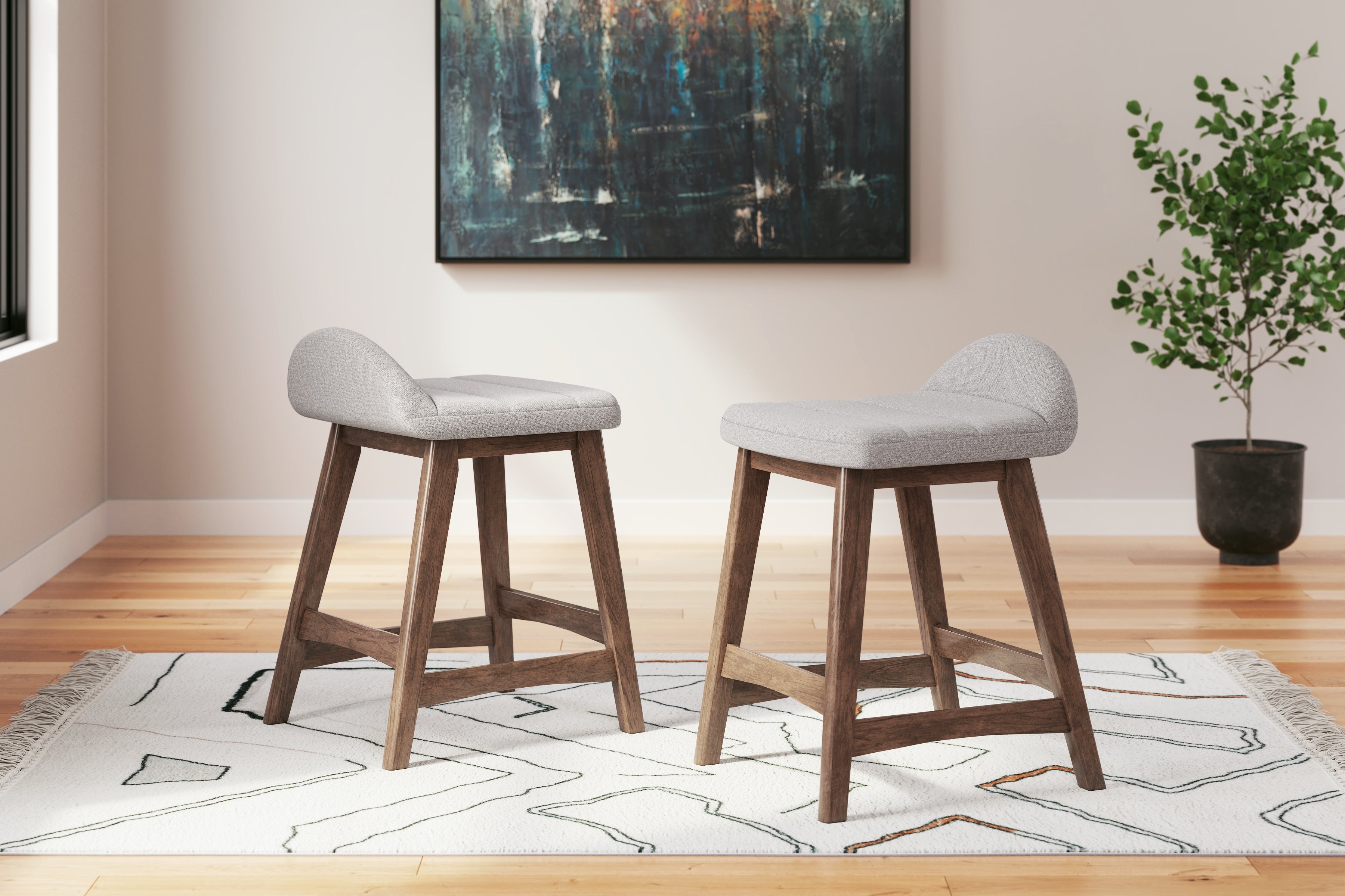 Lyncott Light Gray/Brown Counter Height Barstool, Set of 2 - D615-124 - Bien Home Furniture &amp; Electronics