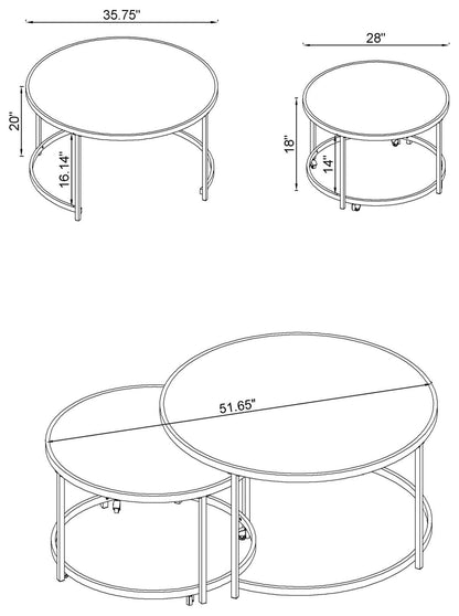 Lynn 2-Piece Round Nesting Table White/Chrome - 721528 - Bien Home Furniture &amp; Electronics