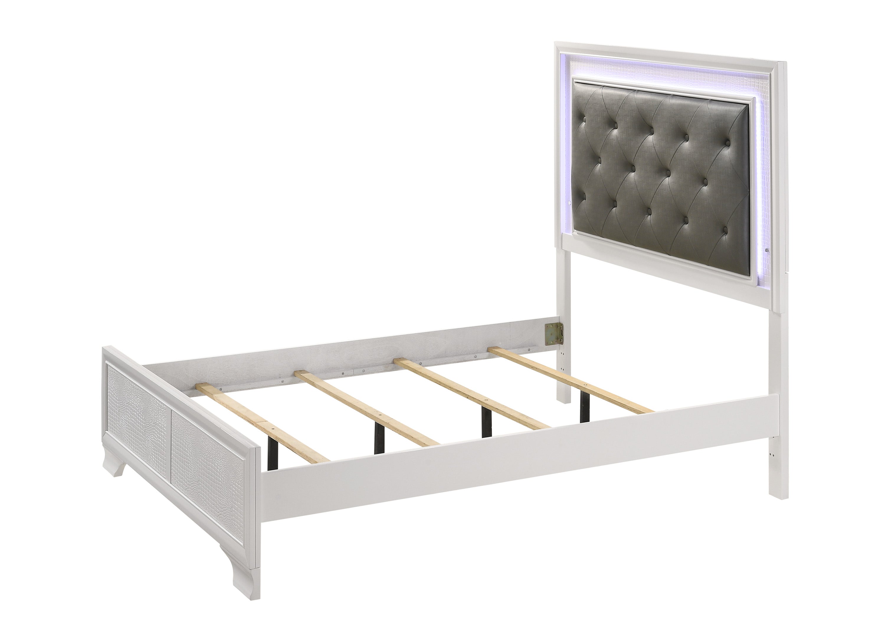 Lyssa Frost Full LED Upholstered Panel Bed - SET | B4310-F-HBFB | B4310-FT-RAIL - Bien Home Furniture &amp; Electronics