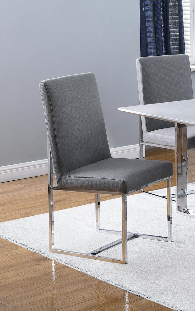 Mackinnon Gray/Chrome Upholstered Side Chairs, Set of 2 - 107143 - Bien Home Furniture &amp; Electronics