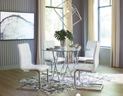 Madanere White/Chrome 5-Piece Round Dining Set - SET | D275-15 | D275-02 - Bien Home Furniture & Electronics