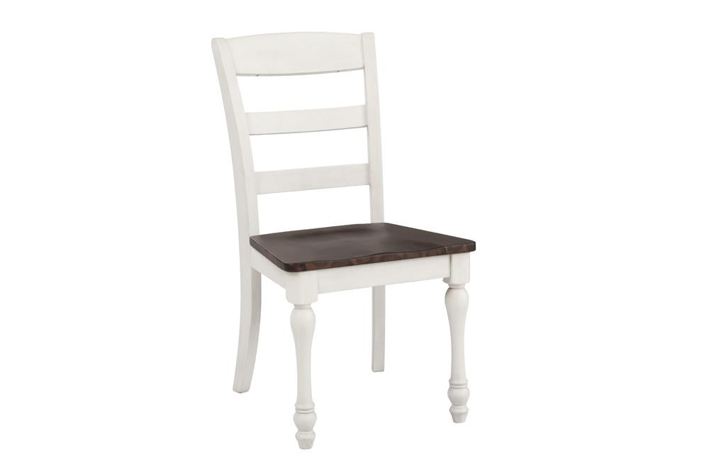 Madelyn Dark Cocoa/Coastal White Ladder Back Side Chairs, Set of 2 - 110382 - Bien Home Furniture &amp; Electronics