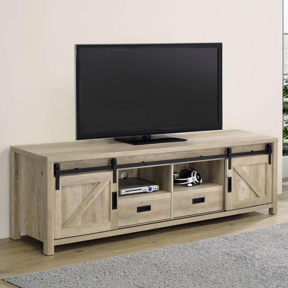 Madra Rectangular TV Console with 2 Sliding Doors - 736263 - Bien Home Furniture &amp; Electronics