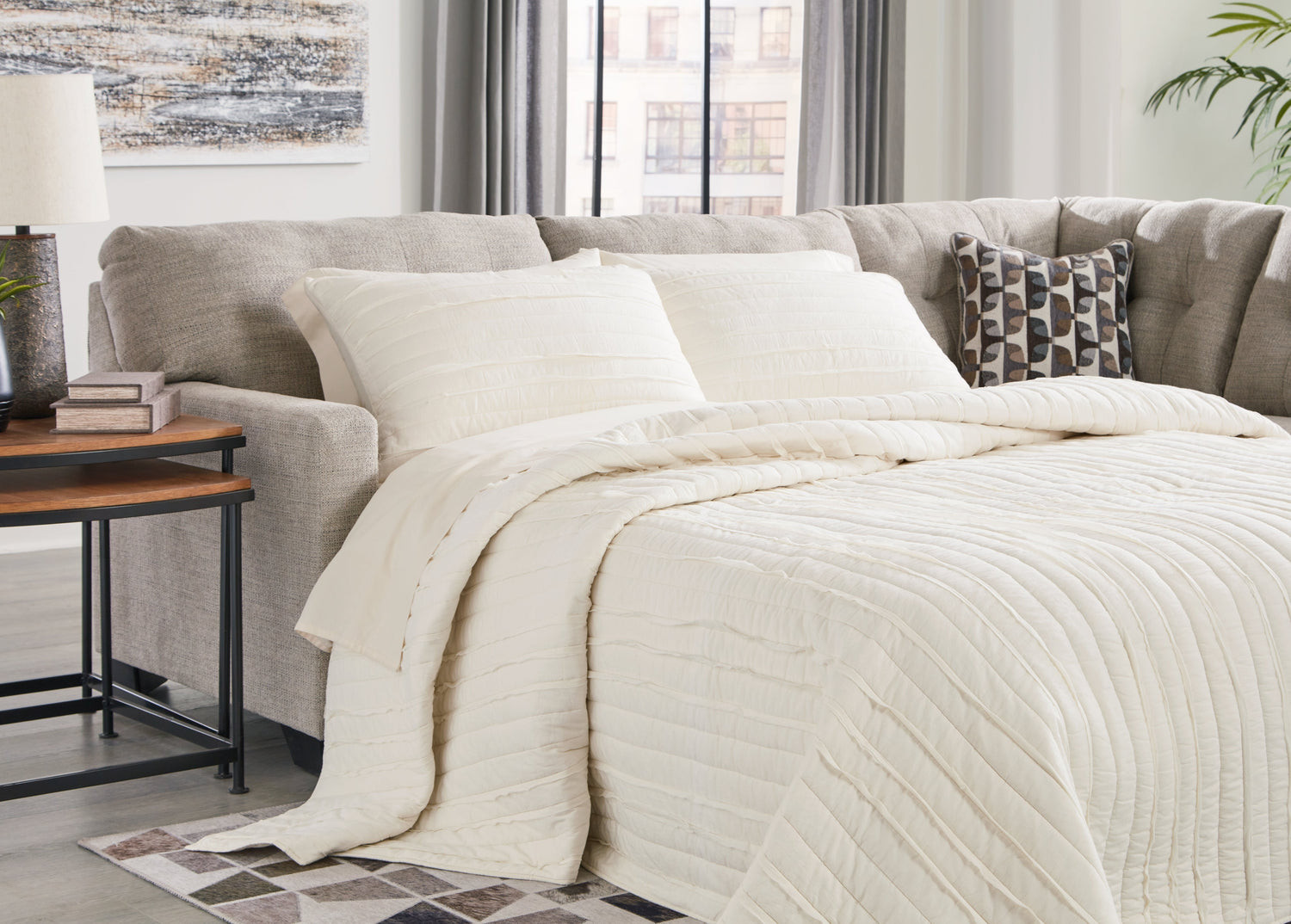 Mahoney Pebble Left-Arm Facing Full Sofa Sleeper - 3100410 - Bien Home Furniture &amp; Electronics