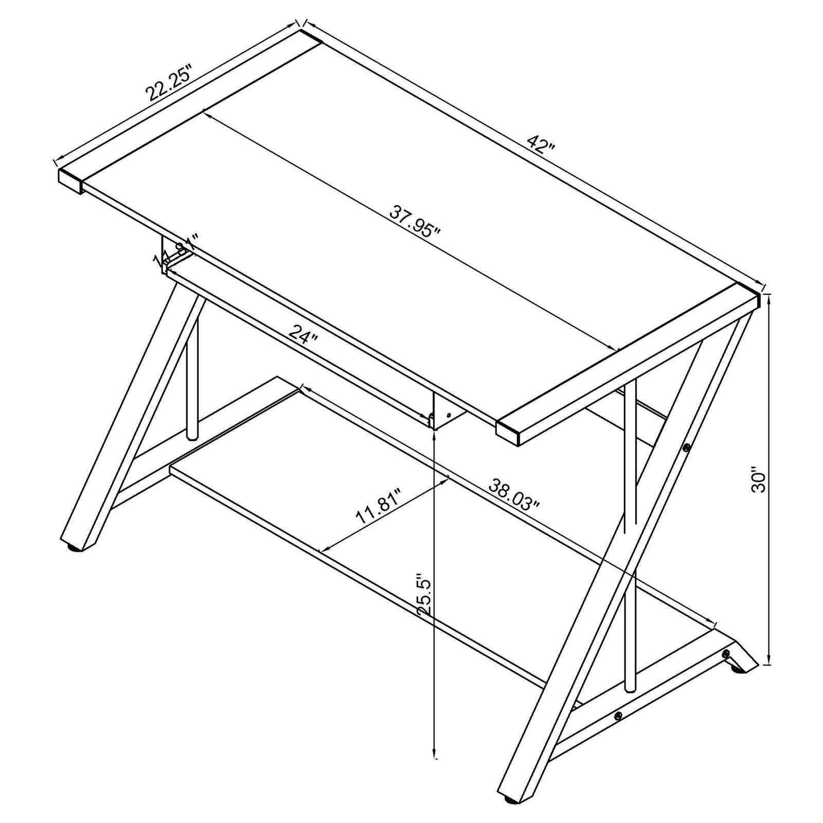 Mallet Black Computer Desk with Bottom Shelf - 800222 - Bien Home Furniture &amp; Electronics