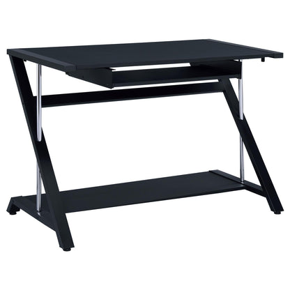 Mallet Black Computer Desk with Bottom Shelf - 800222 - Bien Home Furniture &amp; Electronics