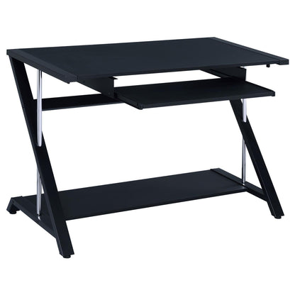 Mallet Black Computer Desk with Bottom Shelf - 800222 - Bien Home Furniture &amp; Electronics