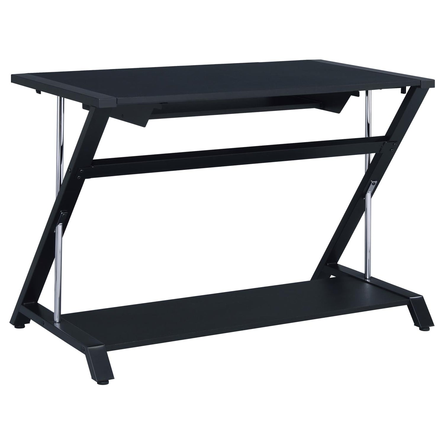 Mallet Black Computer Desk with Bottom Shelf - 800222 - Bien Home Furniture &amp; Electronics