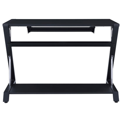 Mallet Black Computer Desk with Bottom Shelf - 800222 - Bien Home Furniture &amp; Electronics