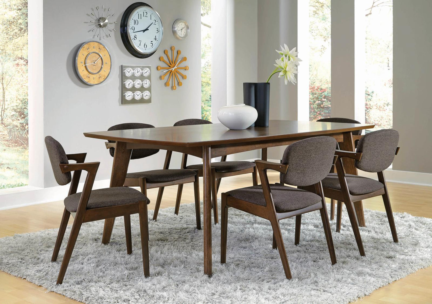 Malone 7-Piece Rectangular Dining Set Dark Walnut/Gray - 105351-S7 - Bien Home Furniture &amp; Electronics