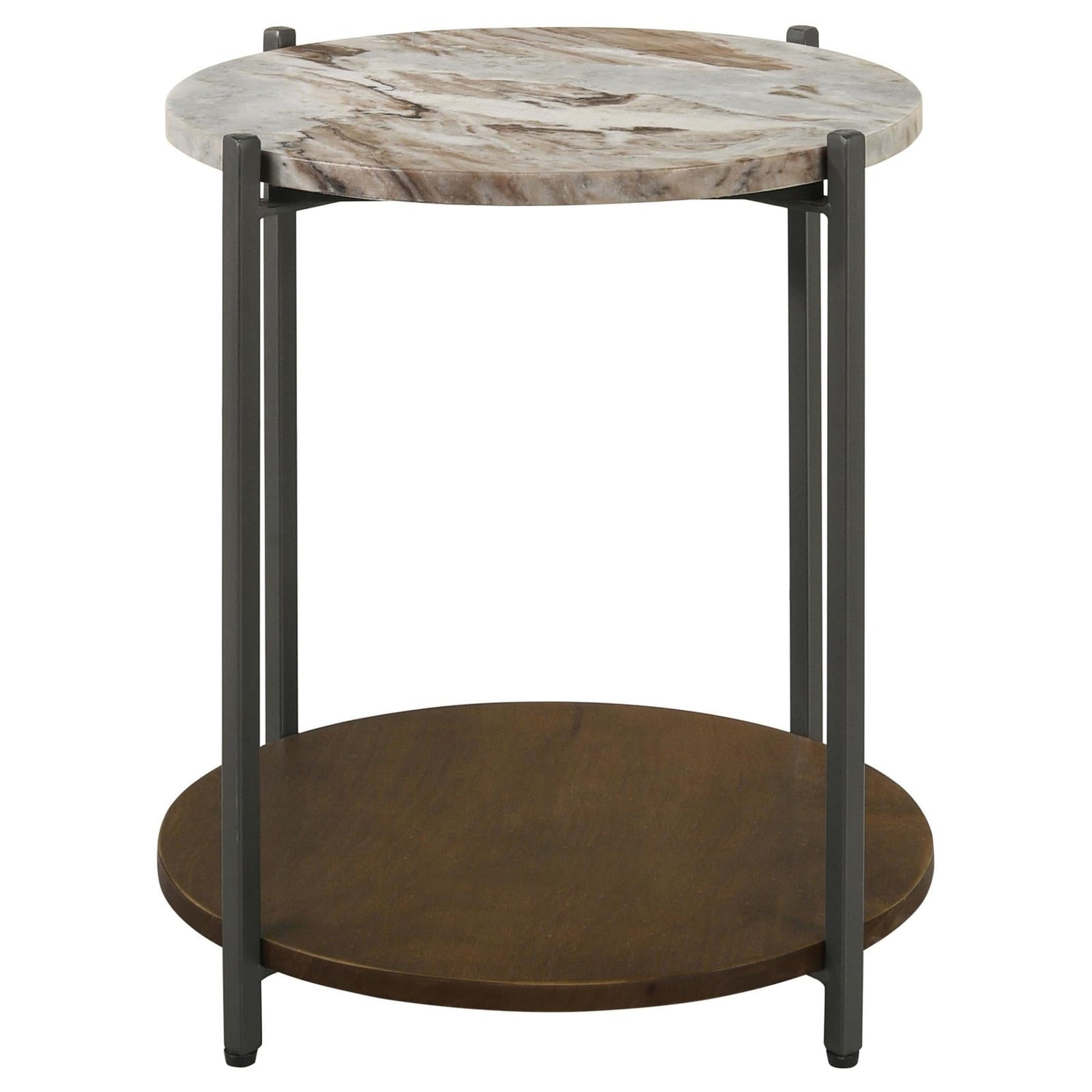 Malthe White Marble/Antique Gold Round Accent Table - 931204 - Bien Home Furniture &amp; Electronics