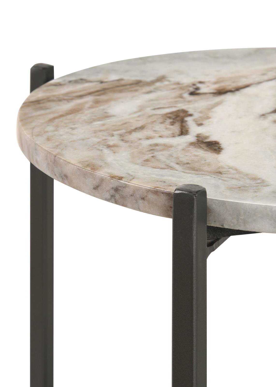 Malthe White Marble/Antique Gold Round Accent Table - 931204 - Bien Home Furniture &amp; Electronics