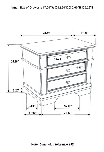 Manchester 3-Drawer Nightstand Wheat - 222892 - Bien Home Furniture &amp; Electronics