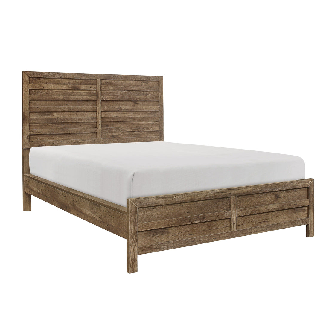 Mandan Weathered Pine Queen Panel Bed - SET | 1910-1 | 1910-2 | 1910-3 - Bien Home Furniture &amp; Electronics