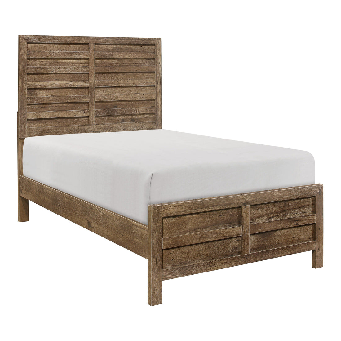 Mandan Weathered Pine Twin Panel Bed - SET | 1910T-1 | 1910T-2 | 1910T-3 - Bien Home Furniture &amp; Electronics
