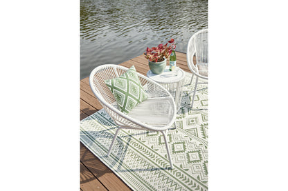 Mandarin Cape White Outdoor Table and Chairs, Set of 3 - P312-050 - Bien Home Furniture &amp; Electronics
