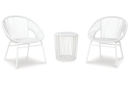 Mandarin Cape White Outdoor Table and Chairs, Set of 3 - P312-050 - Bien Home Furniture &amp; Electronics