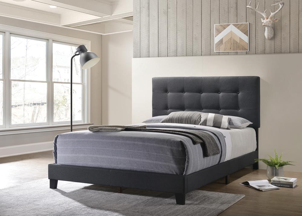 Mapes Tufted Upholstered Eastern King Bed Charcoal - 305746KE - Bien Home Furniture &amp; Electronics