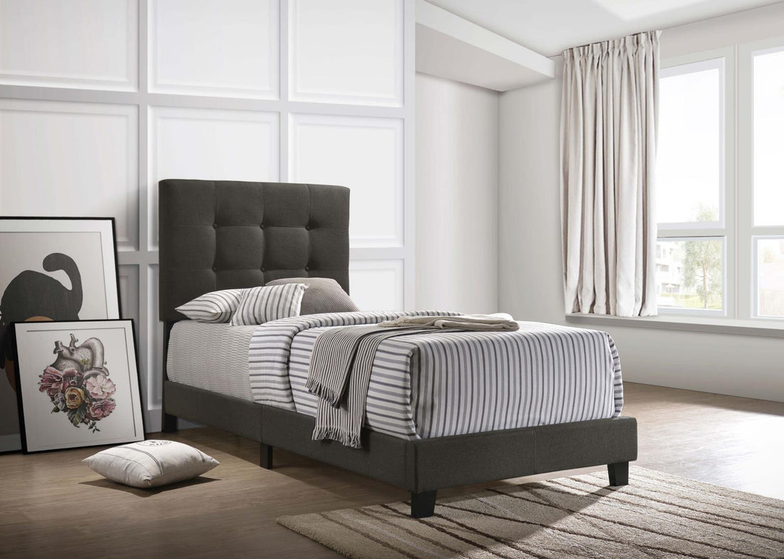 Mapes Tufted Upholstered Twin Bed Charcoal - 305746T - Bien Home Furniture & Electronics