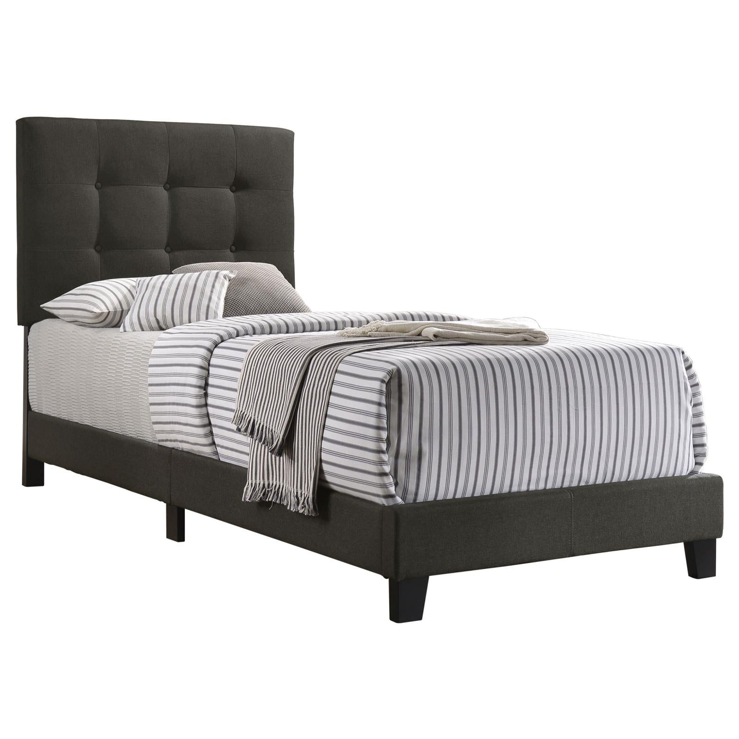 Mapes Tufted Upholstered Twin Bed Charcoal - 305746T - Bien Home Furniture &amp; Electronics