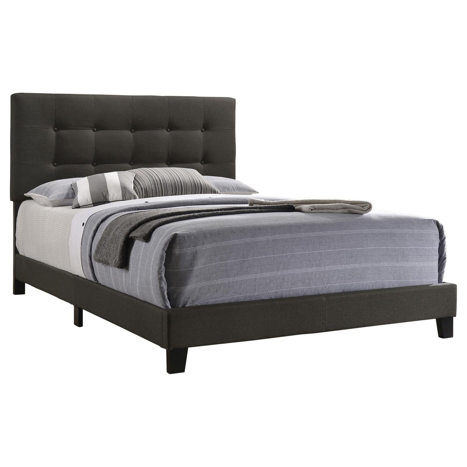 Mapes Upholstered Tufted Full Bed Charcoal - 305746F - Bien Home Furniture &amp; Electronics