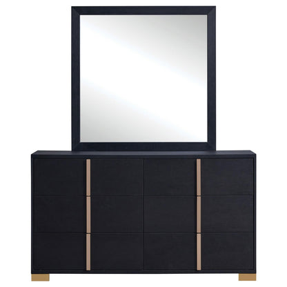 Marceline 6-drawer Dresser with Mirror Black - 222833M - Bien Home Furniture &amp; Electronics