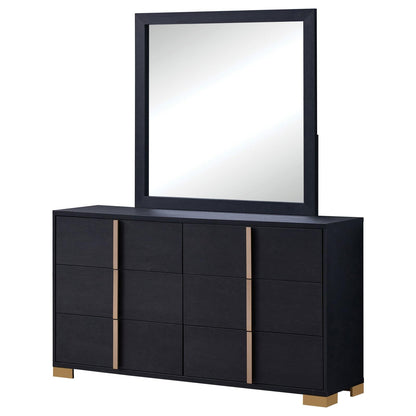 Marceline 6-drawer Dresser with Mirror Black - 222833M - Bien Home Furniture &amp; Electronics