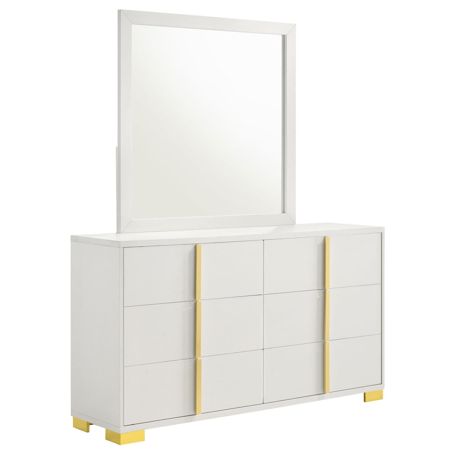 Marceline 6-drawer Dresser with Mirror White - 222933M - Bien Home Furniture &amp; Electronics