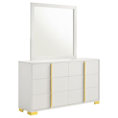 Marceline 6-drawer Dresser with Mirror White - 222933M - Bien Home Furniture &amp; Electronics