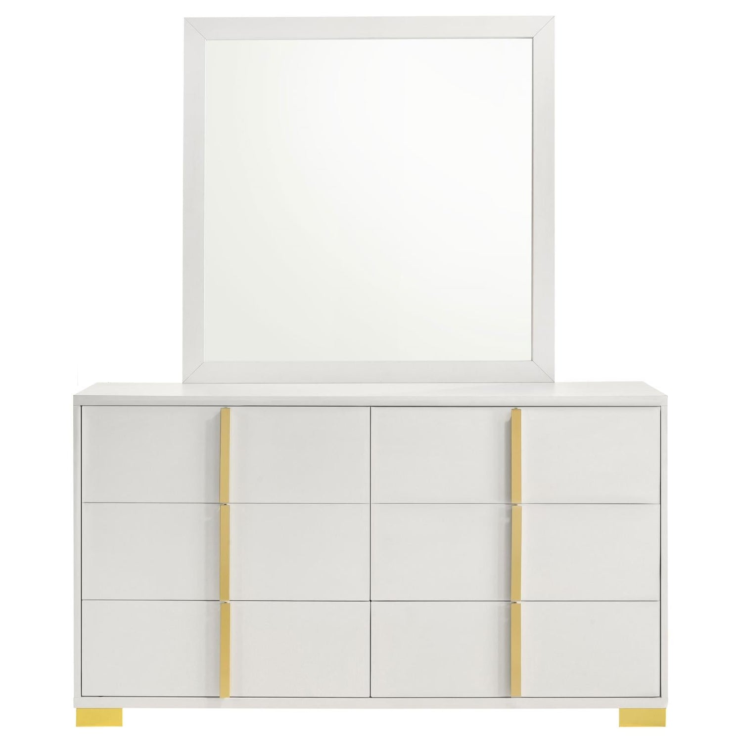 Marceline 6-drawer Dresser with Mirror White - 222933M - Bien Home Furniture &amp; Electronics