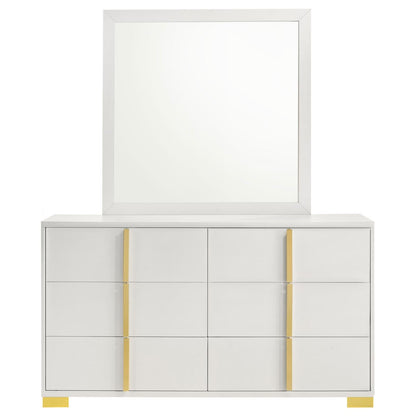 Marceline 6-drawer Dresser with Mirror White - 222933M - Bien Home Furniture &amp; Electronics