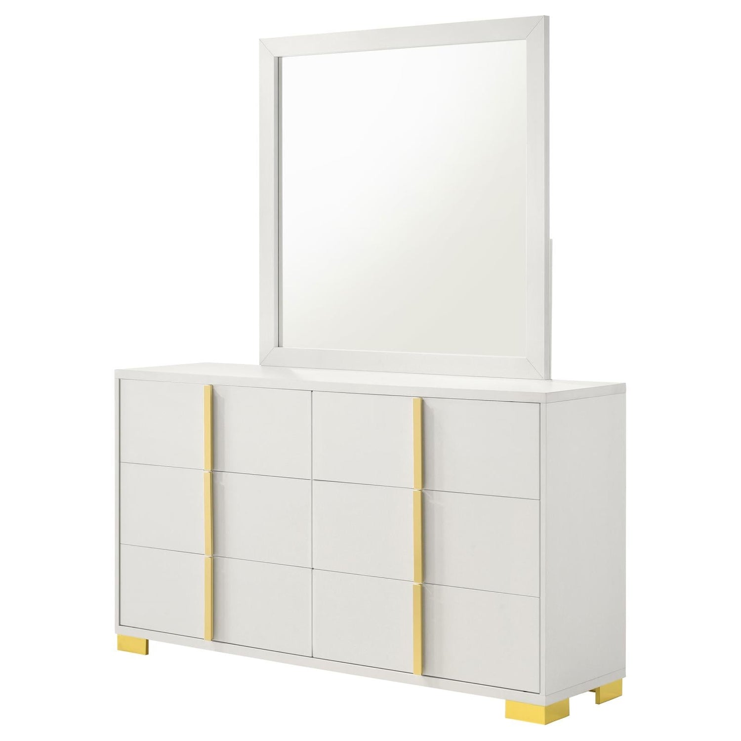 Marceline 6-drawer Dresser with Mirror White - 222933M - Bien Home Furniture &amp; Electronics