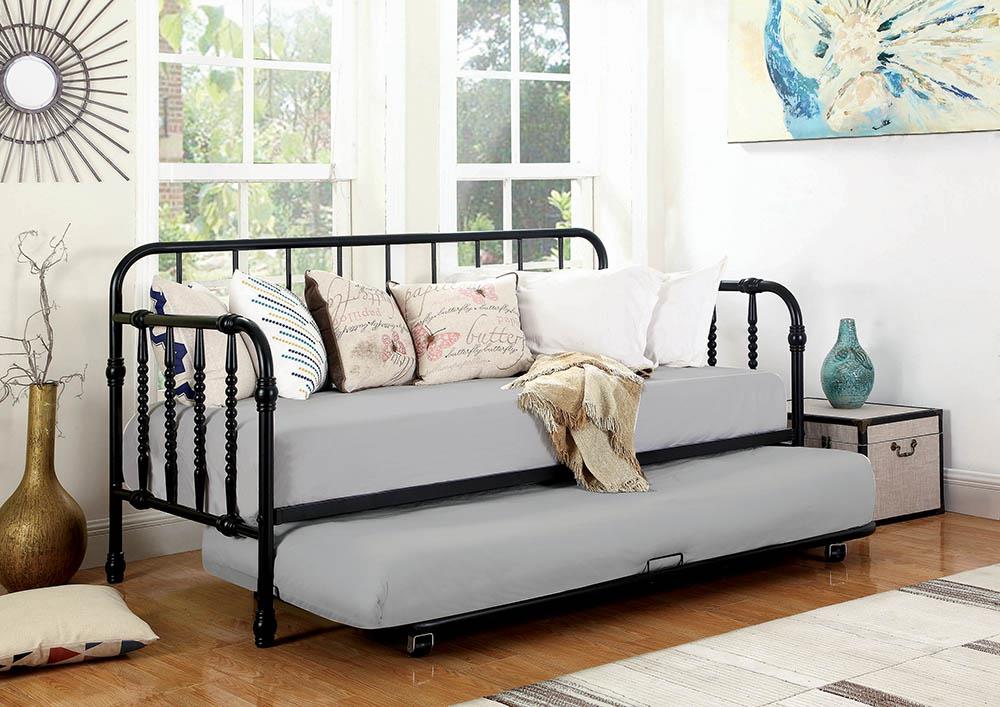 Marina Black Twin Metal Daybed with Trundle - 300765 - Bien Home Furniture &amp; Electronics