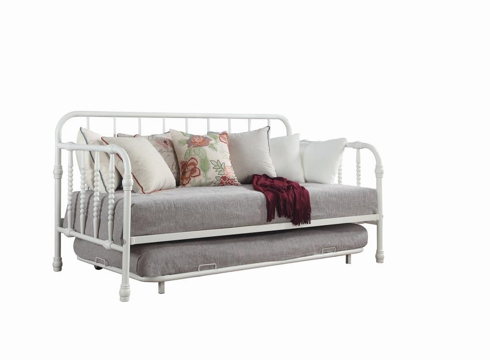 Marina White Twin Metal Daybed with Trundle - 300766 - Bien Home Furniture &amp; Electronics